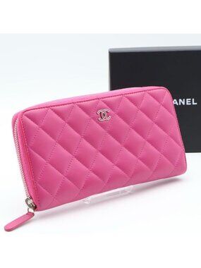 Chanel Zip Around Wallet Quilted Pink